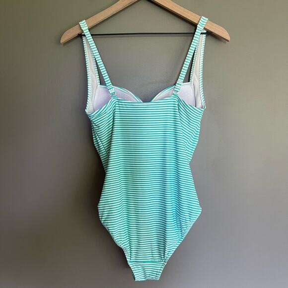 Bond-Eye Australia Turquoise Striped Twist Front‎ One Piece Swimsuit Size 8 Teal - Picture 11 of 16